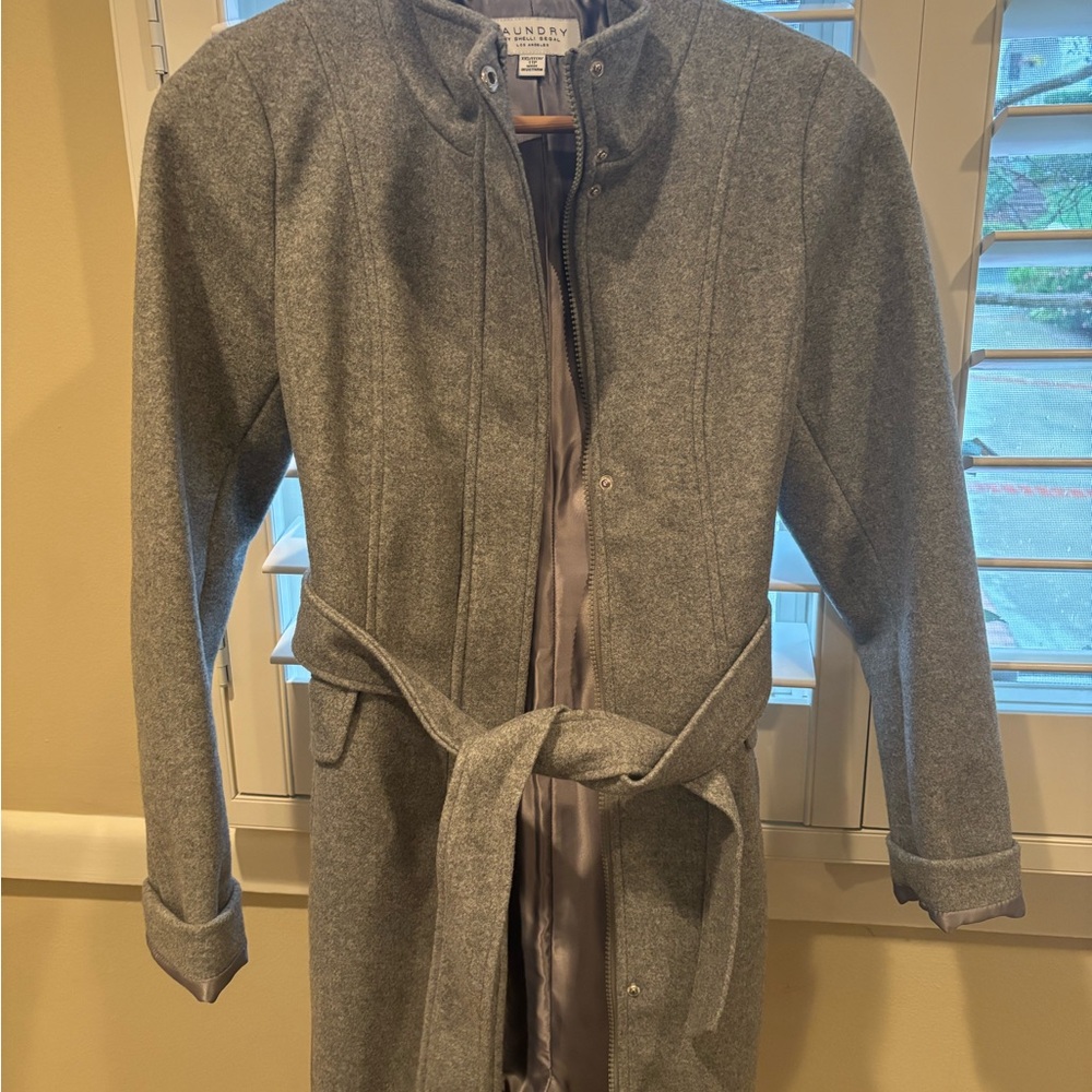 Laundry By Shelli Segal Charcoal Belted Trench Coat